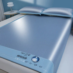 Cooling Summer Ice Silk Mat Carbon Fibres Sleeping Cool Bed Pad Wide Edging Mats Charcoal Double Mattress Cover with Pillowcase