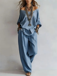 2026fashion V Neck 7 Button Sleeve Women Top Set 2 Pieces Spring