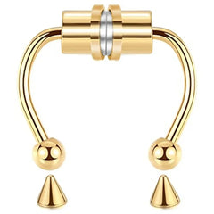 1/2/3/4/5pcs Fake Magnetic Stainless Steel Nose Rings, Non Piercing