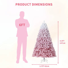 4.5 ft Prelit Artificial Christmas Tree with 100 RGB & Warm White Lights, Pre-Lit Snow Flocked Christmas Tree, Foldable Base for Home Office Party Holiday Decor