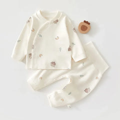 Newborn Baby Base Shirt+pants 2-piece Set Autumn and Winter Cartoon Pure Cotton Top+pants 0-18M Newborn Baby Pajamas