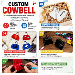 12-100 Pcs Metal Cowbells for Sporting Event 3 Inch Small Noise Makers