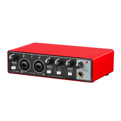 YAMNWEO MD21 Red USB Audio Interface Sound Card, 24Bit/192kHz Dual Channel Sound Card with Dual Inputs for Condenser Microphones & Guitars, Ideal for Live Streaming, Podcasting, Music Production and Live Performances