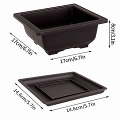 Rectangular Bonsai Training Pots Plastic Flowerpot with Drainage Tray Succulent Plants Pot Bonsai Plants Growing Pots Home Decor