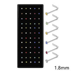 40/60pc Stainless Steel Straight L Nose Stud for Women Nose Ring Set