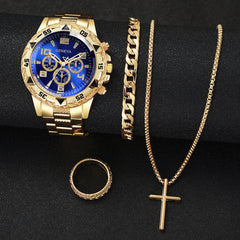 Surprise Mystery Watch Set Blind Box-4PCS/Set Fashion Men Business Watch Quartz Wristwatch Jewelry Set Reloj Hombre（Without Box）