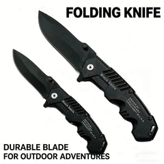 This multi-functional all-in-one folding knife is a portable tool for outdoor camping, hiking, survival, and household peeling
