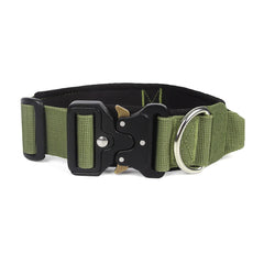 Padded Tactical Dog Collar Heavy Duty, Soft Neoprene Adjustable Nylon with Metal Buckle for Large Medium Dogs