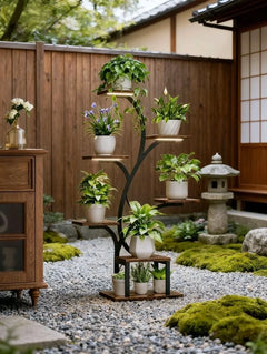 8-Tier Indoor Plant Stand with Grow Lights Multi-Functional Flower Rack for Multiple Plants 2-Tier Metal Stand Irregular Design for Patio Living Room Study Bedroom Gift for Plant Lovers