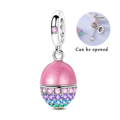 925 Sterling Silver Can Be Opened Pandant Easter Egg Charms Beads Fit