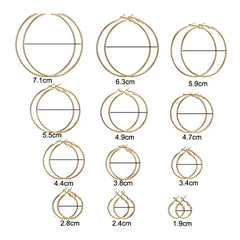 12pairs/6pairs Simple Punk Hoop Earrings Set Big Circle Earrings