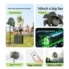 Outdoor camping fan Multi-person camping  self-driving Large air volume Long battery life Portable storage Foldable floor fan