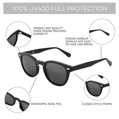 ZENOTTIC Classical High-quality Acetate Polarized Sunglasses Unisex UV400 Protection Shade Retro Round Sun Glasses ZS6211