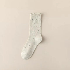 Ruffle Socks Women White Black Frilly Lolita Style Japanese Maiden Cute Kawaii Cotton Harajuku Princess Crew Socks Calcetines
