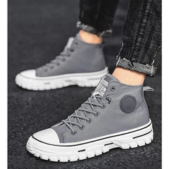 Men's Canvas Shoes Male High Top Casual Breathable Sports Shoes Gray Skateboarding Vulcanized Shoes Comfort Sneakers 2025 New