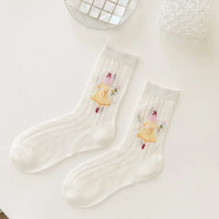 Transparent Crystal Silk Socks Women Fashion Ultra-thin Summer Harajuku Crew Socks Flower Streetwear Elastic Long Mesh Socks