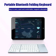 Wireless Tri-Fold Bluetooth Keyboard with Touchpad | Foldable | 81 Keys | 35Hr Battery | Phone Tablet PC Mac