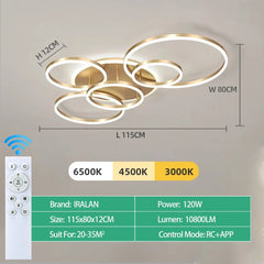 Modern Ceiling Chandelier Dimmable Ceiling Lamp LED Lights Indoor Lighting Fixtures for Home Living Study Room Bedroom Luminaire