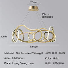 Modern Rings Pendant Lights Black&Golden for Living Dining Room Bedroom Ceiling Chandelier Lamps Indoor Hanging Lighting Fixture