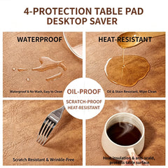 Double-sided Two-tone PU Desk Mat, Reversible Waterproof Oil-proof Leather Pad for Laptop & Mouse