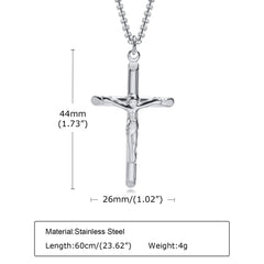 Stainless Steel Cross Necklace Catholicism Jesus Pendant Gold Color Collar Church Prayer Faith Jewelry for Men Women Gift
