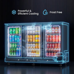 Commercial Portable Fridge 3 Door Air Cooling Frostless Display Cabinet Bar Counter Refrigerator Refrigerated Cabinet