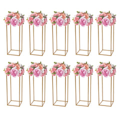 10pcs Wedding Flower Stand Set 23.62"h Gold Metal Column Rack Wedding
