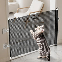 Retractable Barrier Fences Mesh Design Higher Design Mesh Stairs Gate Easy Install Punch-Free Dog Safety Fence Pet Supplies