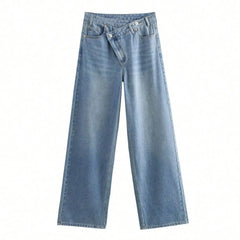 HH 2025 Summer Women's Fashionable Straight Jeans High Waist Vintage Zipper Women's Casual Jeans Commuting Streetwear Y2K