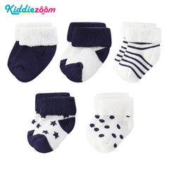 Kiddiezoom 5 Pairs/Set Four Seasons 0-12Months Fashion Newborn Baby Boy Girl Socks 100%Cotton Soft Infant Accessories