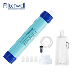 Filterwell Portable Camping Water Filter Straw Survival Outdoor Gravity Drinking Water Purifiers Hiking Supplies Tourist Travel