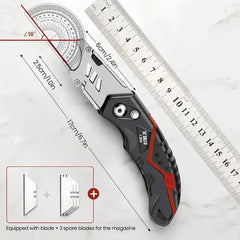 Folding Utility Knife Replaceable Blade Cutter for Cable Cartons Cardboard Boxes Sharp Durable with Safety Lock Easy Blade Chang