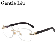 Vintage Square Rimless Sunglasses Men 2026 Luxury Brand Trendy Frameless Punk UV400 Eyewear Anti Blue Light Prescription Glasses