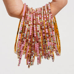 5pcs Fashion Colorful Acrylic Crystal Rhinestone Elastic Bracelet for