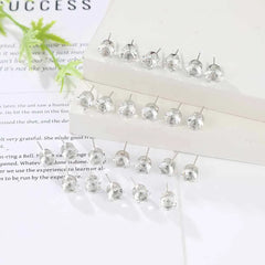 Maximum 36 Pairs Shiny Zircon Stud Earrings Set for Women Men Daily Versatile Chic Silver Color Crystal Ear Jewelry Accessories