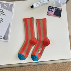 1Pairs Striped Funny Socks Korean Japanese Man Women Design Unisex Fashion Trendy Crew Stockings