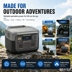 800W 46Ah Portable Power Station 600W/800W 589WH Solar Generator Backup PowerBank for Outdoor Camping, Home Emergency, RV Travel