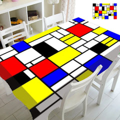 Modern Abstract Mondrian Pattern Tablecloth Table Cover Cloth Rectangle Square Minimalist Geometric Home Kitchen Decor