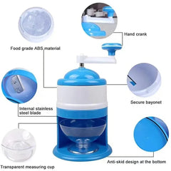 Ice Shaver Snow Cone Hand Crank Ice Crusher Portable Ice Machine with Shaved Ice Bowl Cone Maker for Home Office Outdoor Camping