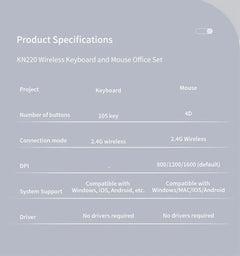Lenovo KM220™ Wireless Keyboard & Mouse Combo – 2.4GHz USB, 104 Keys, Silent Quiet, Ergonomic, Home & Office, Black & White | FlipStylez LLC®