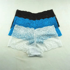 3pcs M-XXL Female Boxers Underwear Silk Boyshorts Women Transparent Panties Shorts Ladies Perspective Lingerie