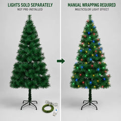 Artificial Christmas Tree 120-210cm PET Pine Needle Xmas Tree Optional USB Warm White Cool White Multicolor Lights Metal Stand