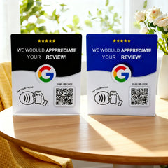 HACHANLUN Programmable NFC 215 QR code Google Review NFC Display rack 13.56Mhz Five Star Rating System Customer Feedback Tool