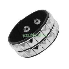 T5UF Stylish Punk Rock Bracelet Square Rivets Punk Wristband Trendy Gothic Jewelry Suitable for Individuality and Comfort