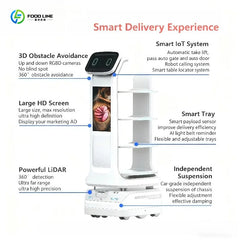 Intelligent 4-Layer Restaurant Delivery Robot Autonomous Waiter Robot With 3D Omnidirectional Obstacle Avoidance