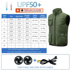 Summer Cooling 2-4 Fan Holes Fan Workwear, Unisex Short Sleeve, Outdoor Sun Protection & Cooling Vest with Built-in Fans