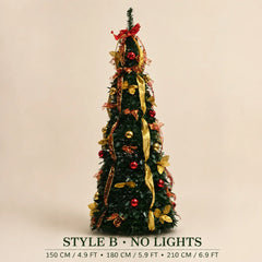 Retractable Foldable Pre‑decorated Christmas Tree with Ornaments Space Saving Storage Xmas Decoration for Holiday Indoor Gift