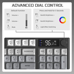 FREEWOLF M96™ Wireless Keyboard & Mouse Combo – Bluetooth 5.0 & 2.4G, Smart Screen, 96 Keys, RGB Backlit, Silent, PBT Keycaps, Multimedia Knob, X7 4000 DPI Mouse | FlipStylez LLC®
