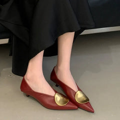 Autumn New Brand Women Pumps Shoes Fashion Gold Metal Shallow Slip on