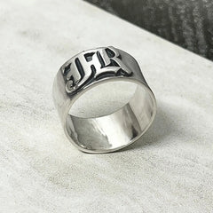 12MM Men' Gothic Rings Personalized Old English Hip-Hop Name Ring